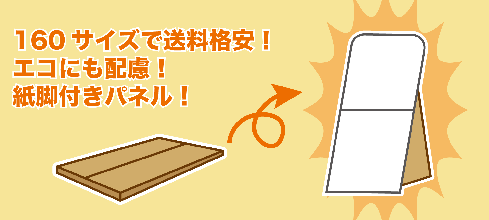 160サイズで送料格安！エコにも配慮！Ｗ600×Ｈ1665紙脚付きパネル