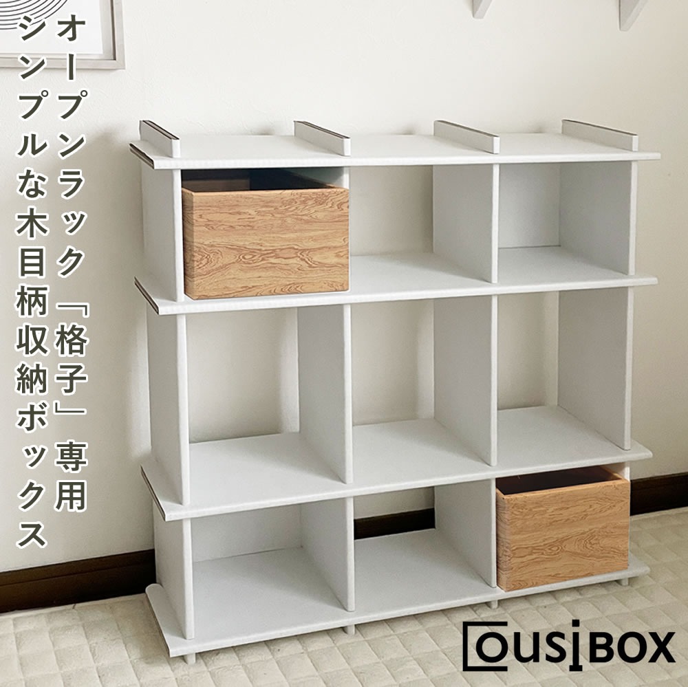 オープンラックにBOXが入った様子