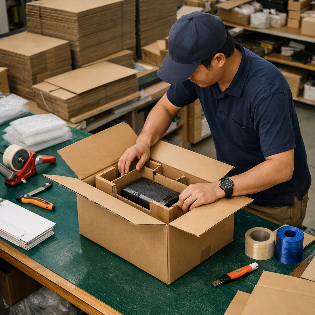 詰める作業している様子